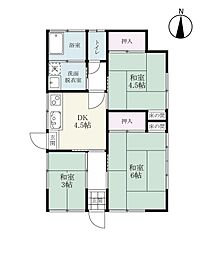 塚原アパート 1階3DKの間取り