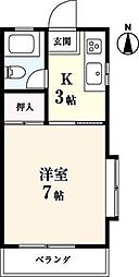 コーポL 1階1Kの間取り