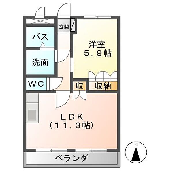 ハピネスタウン豊山 ｜岐阜県関市豊岡町３丁目(賃貸アパート1LDK・2階・41.04㎡)の写真 その4