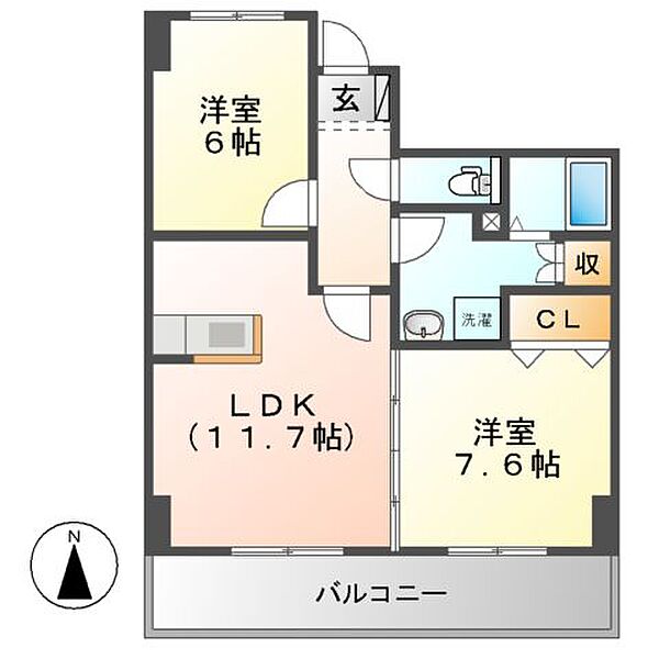 マンションエルガーデン ｜岐阜県美濃加茂市加茂野町今泉(賃貸マンション2LDK・2階・57.12㎡)の写真 その4