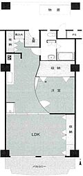 クローバーハイツ森小路3号棟 1LDKの間取図画像