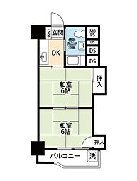 新大阪第2ダイヤモンドマンション 2DKの間取図画像