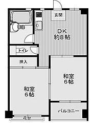 生野コーポ 2DKの間取図画像