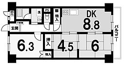 関目グリーンハイツC棟 3LDKの間取図画像