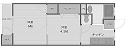 田中町住宅1棟 2Kの間取図画像