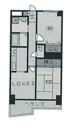 朝日プラザペルソナージュ天下茶屋 2LDKの間取図画像