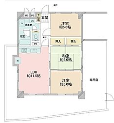 ノバカネイチ緑橋 3LDKの間取図画像