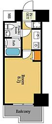 レジュールアッシュ難波MINAMI3 1Kの間取図画像