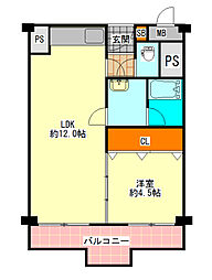 ニュー北加賀屋マンション 1LDKの間取図画像