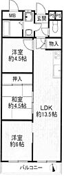 新大阪第一ハイツビル 3LDKの間取図画像