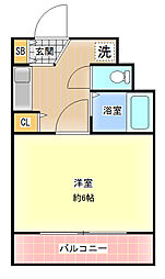 エスリード夕陽丘第2 1Kの間取図画像