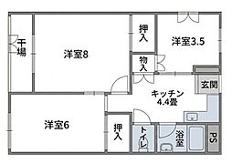 生野第2ハイツ 3DKの間取図画像