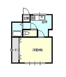 リブラハイツ 1階1Kの間取り