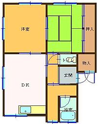 リバーサイドみかみ 2DKの間取図画像