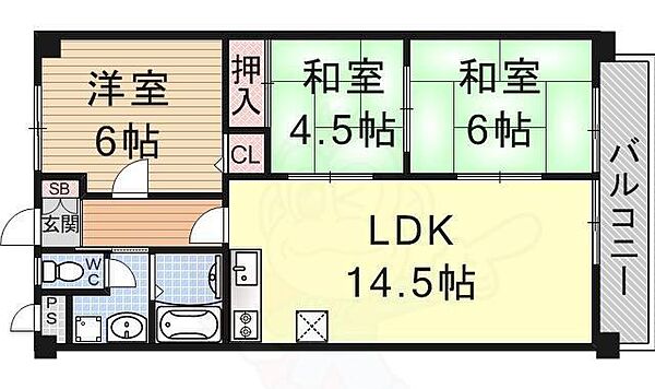 エミナール南草津 306｜滋賀県草津市野路東６丁目(賃貸マンション3LDK・3階・65.24㎡)の写真 その2