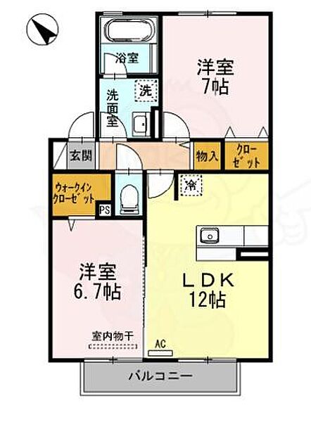 カーサ・グランデ ｜滋賀県栗東市小柿３丁目(賃貸アパート2LDK・2階・59.34㎡)の写真 その2