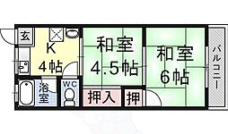 よしやハイツ 2DKの間取図画像