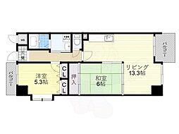 JR東海道・山陽本線 瀬田駅 徒歩23分の賃貸マンション 5階2LDKの間取り