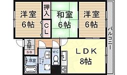 クレール弐番館 4階3LDKの間取り