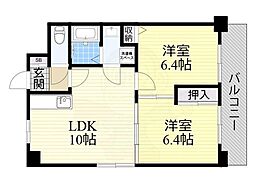 ウエストローズヒル 1階2LDKの間取り