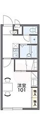 レオパレス大輝 2階1Kの間取り