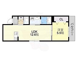 ブライトグランデ大津南志賀 3階1LDKの間取り