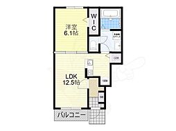 ベルカレント2 1階1LDKの間取り