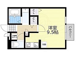 ビヴレージュ 2階ワンルームの間取り