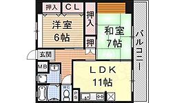 JR東海道・山陽本線 栗東駅 徒歩10分の賃貸マンション 4階2LDKの間取り