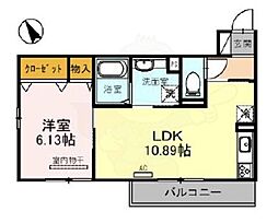 フラン岡 3階1LDKの間取り