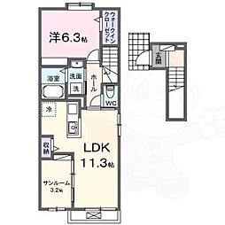 DK エステート 守山 2階1LDKの間取り