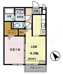 リビングタウン瀬田B 1LDKの間取図画像