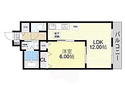 レスパスカルム 1階1LDKの間取り