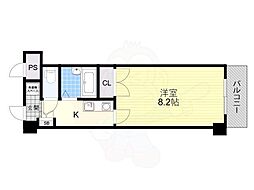 クレスト草津 12階1Kの間取り