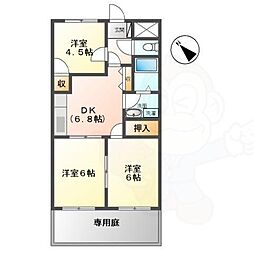 シャルマンハウス2 1階3DKの間取り