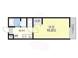 アークリード石山 3階1Kの間取り