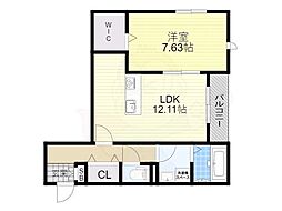 プティペル 3階1LDKの間取り