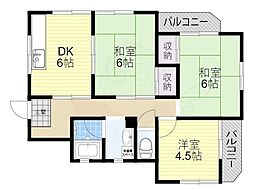 中村マンション 3DKの間取図画像