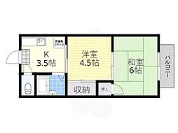 本郷ハイツ 2DKの間取図画像