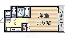 カルテットコボリC棟 1Kの間取図画像