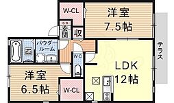 ルミエール 2LDKの間取図画像
