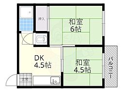 小森マンション 2DKの間取図画像