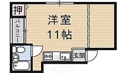 アクアマリン 1Kの間取図画像