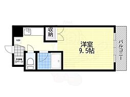 カルテットコボリC棟 1Kの間取図画像