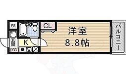 レイクシティ上笠 1Kの間取図画像