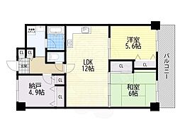 ネオコーポ大津湖城ケ丘B棟 2SLDKの間取図画像