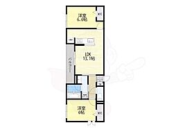 D-ROOM 大橋 2LDKの間取図画像