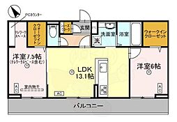 (仮称) 栗東市大橋5丁目D-ROOM 2LDKの間取図画像
