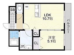 ミモザコート 1LDKの間取図画像