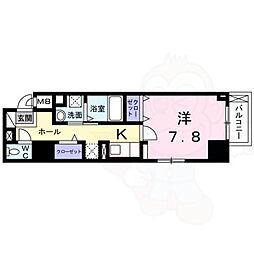 AZレジデンス草津本陣 1Kの間取図画像